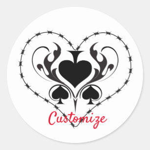 Sticker Rond Câble Barbelé Coeur Black Spades Thunder_Cove