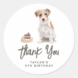 Sticker Rond Câble d'aquarelle Haired Jack Russell Merci