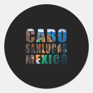 Sticker Rond Cabo San Lucas Mexique été plage palmier vacances