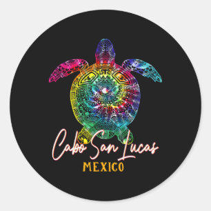 Sticker Rond Cabo San Lucas Tie Dye Famille Correspondante Tort