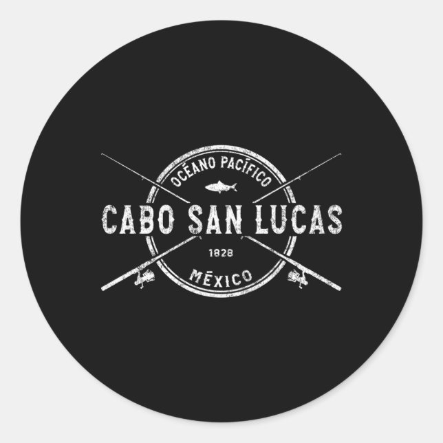 Sticker Rond Cabo San Lucas Traversé Rangs De Pêche (Devant)