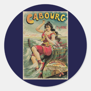 Sticker Rond Cabourg, France Beach Resort, Art Vintage voyage