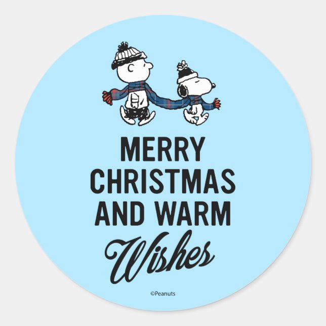 Sticker Rond cacahuètes | Joyeux Noël Snoopy & Charlie Brown (Devant)
