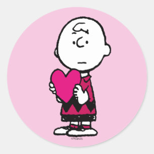 Sticker Rond cacahuètes Saint Valentin Heart Charlie Brown