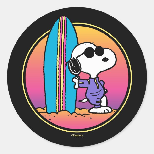 Sticker Rond cacahuètes | Snoopy Beach Beagle (Devant)