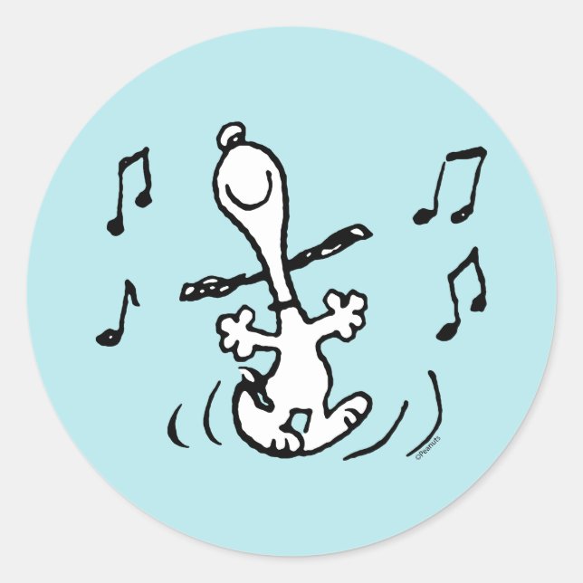 Sticker Rond cacahuètes | Snoopy Dancing (Devant)