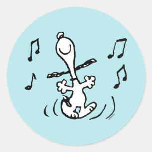 Sticker Rond cacahuètes   Snoopy Dancing