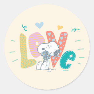 Sticker Rond cacahuètes   Snoopy Flower Love