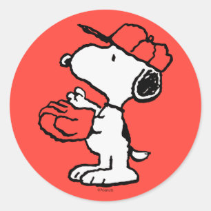 Sticker Rond cacahuètes   Snoopy Making the Catch