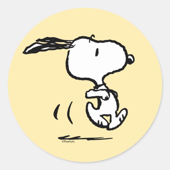 Sticker Rond cacahuètes | Snoopy Running (Devant)