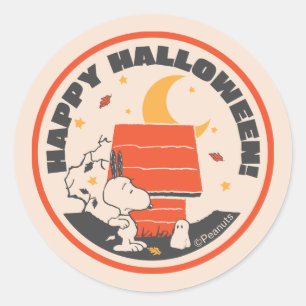 Sticker Rond cacahuètes   Snoopy Vintage Peur Par Ghost