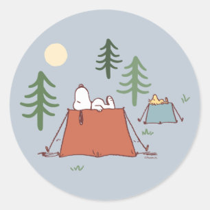 Sticker Rond cacahuètes   Snoopy & Woodstock