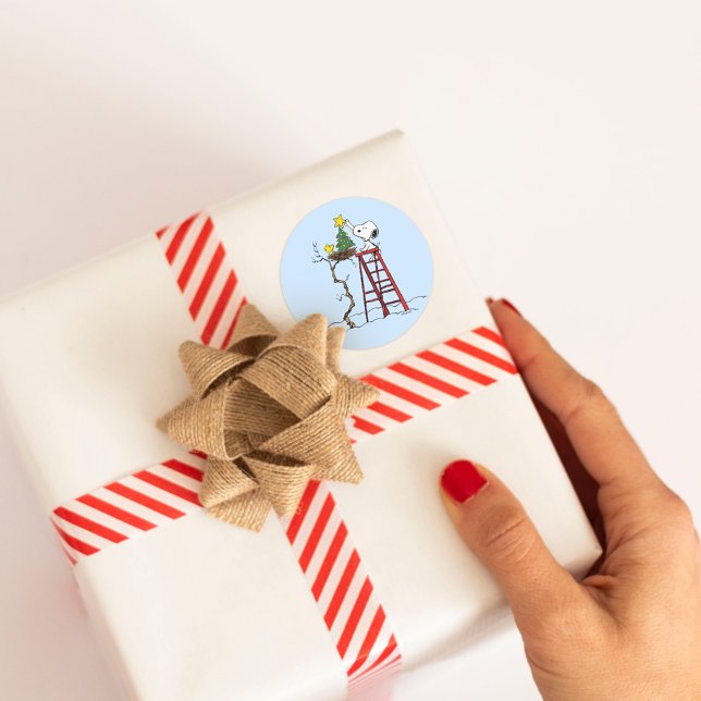 Sticker Rond cacahuètes | Snoopy & Woodstock Arbre de Noël (Sticker on gift)