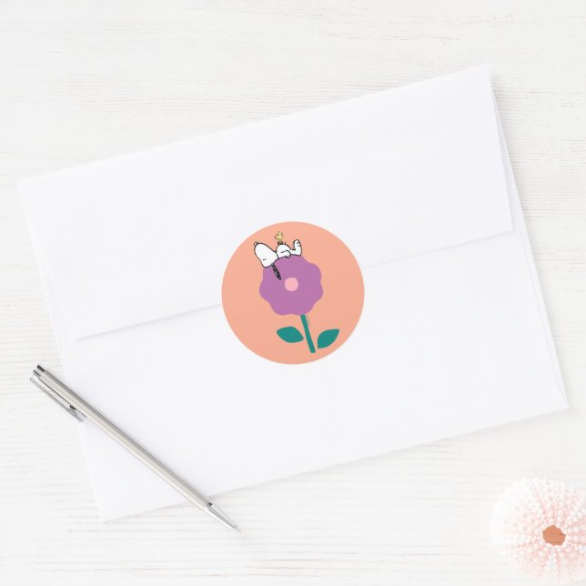 Sticker Rond cacahuètes | Snoopy & Woodstock Flower Whististle (Enveloppe)