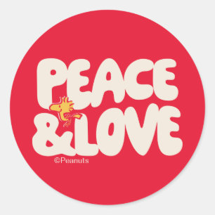 Sticker Rond cacahuètes   Woodstock Peace & Love