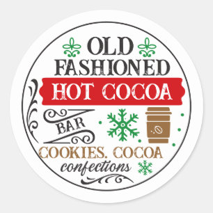 Sticker Rond Cacao chaud au pôle Nord de Noël festif