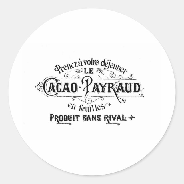 Sticker Rond Cacao français vintage - Publicité Payraud (Devant)