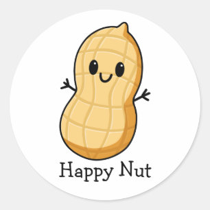 Sticker Rond Cacao Kawaii Dessin Animé – Écrou Sourire Mignon
