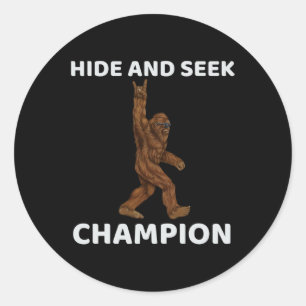 Sticker Rond Cacher Et Chercher Champion Bigfoot Fun Dit Big Fo