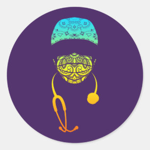 Sticker Rond cachet cachemire classique ronde