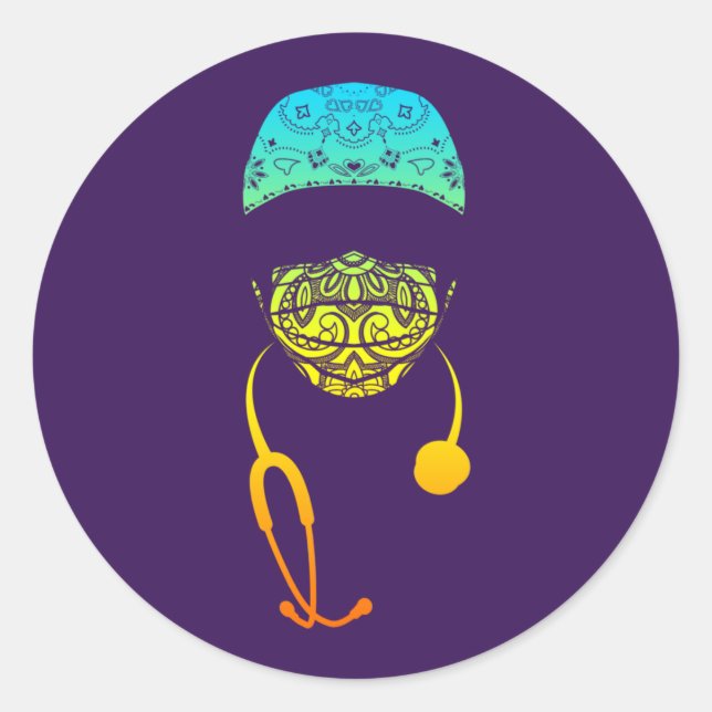 Sticker Rond cachet cachemire classique ronde (Devant)