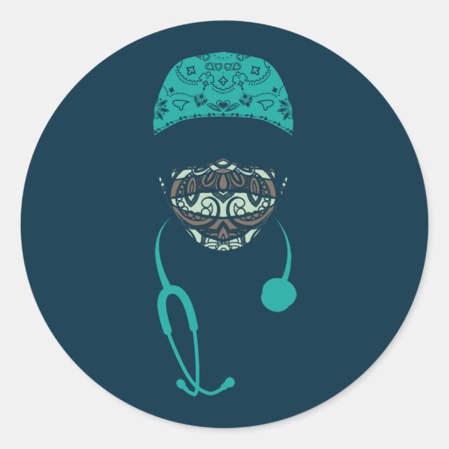 Sticker Rond cachet cachemire classique ronde (Devant)
