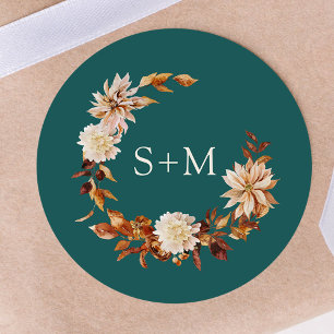 Sticker Rond Cachet de cire à enveloppe à monogramme floral en