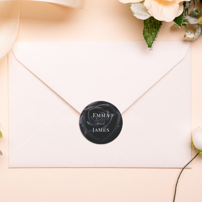 Sticker Rond Cachet de cire pour enveloppe de mariage Rose de m (Créateur téléchargé)