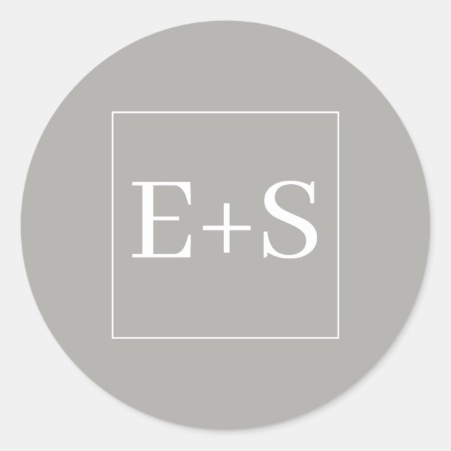 Sticker Rond Cachet de Mariage Élégant et Simple avec Monogramm (Devant)