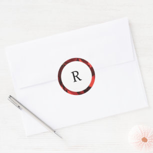 Sticker Rond Cachet d'enveloppe à monogramme avec des pétales d