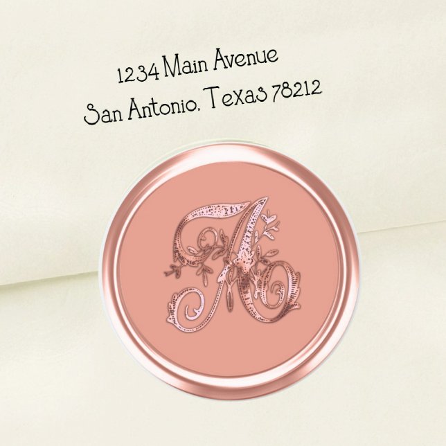 Sticker Rond Cachet d'enveloppe à monogramme initial rose (Créateur téléchargé)