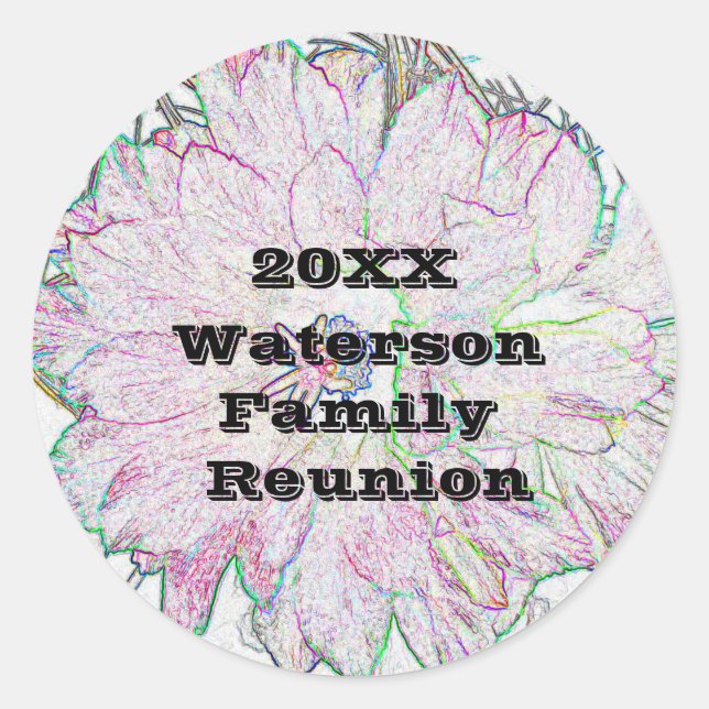 Sticker Rond Cachet d'enveloppe artistique de fleurs roses pour (Devant)