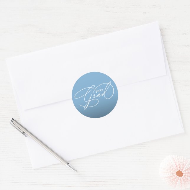 Sticker Rond Cachet d'enveloppe bleu poudré avec écriture blanc (Enveloppe)