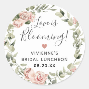 Sticker Rond Cachet d'enveloppe Fleur rose poussiéreux en amour