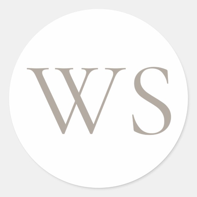 Sticker Rond Cachet d'enveloppe Monogramme Taupe Classique (Devant)