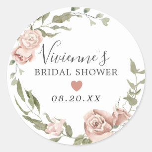 Sticker Rond Cachet d'enveloppe pour douche de mariée à fleurs 