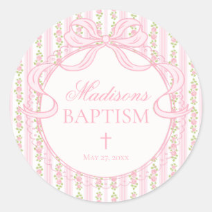 Sticker Rond Cachet d'enveloppe rose vintage élégant à motif fl