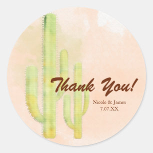 Sticker Rond Cactus Aquarelle Simple Favor Sud-Ouest