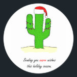Sticker Rond Cactus Christmas<br><div class="desc">Un imprimé festif et de vacances du SW!</div>
