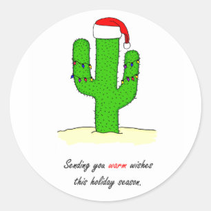 Sticker Rond Cactus Christmas