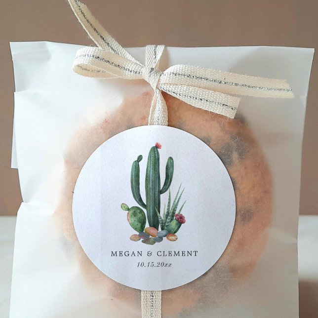 Sticker Rond Cactus colorés | Thème Désert | MARIAGE (Créateur téléchargé)