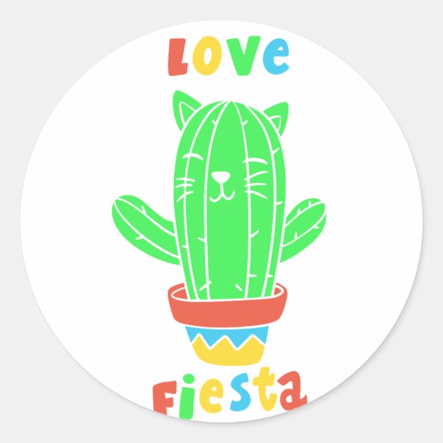 Sticker Rond Cactus de chat mexicain - Choisir la couleur arriè (Devant)