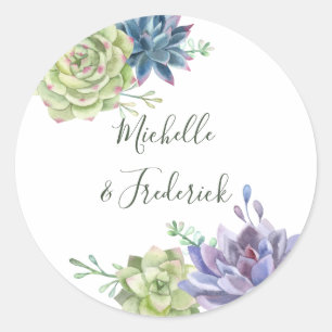 Sticker Rond Cactus de désert à l'aquarelle Succulents Mariage