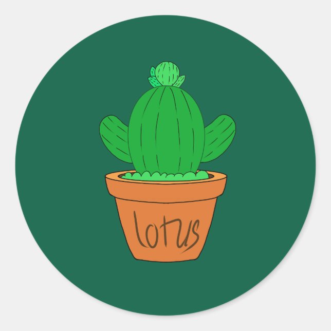 Sticker Rond Cactus de dessin animé (Devant)