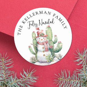 Sticker Rond Cactus de Noël Feliz Navidad