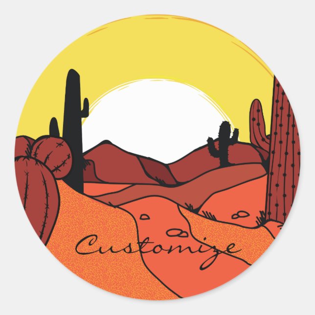 Sticker Rond Cactus du désert Sunset Thunder_Cove (Devant)
