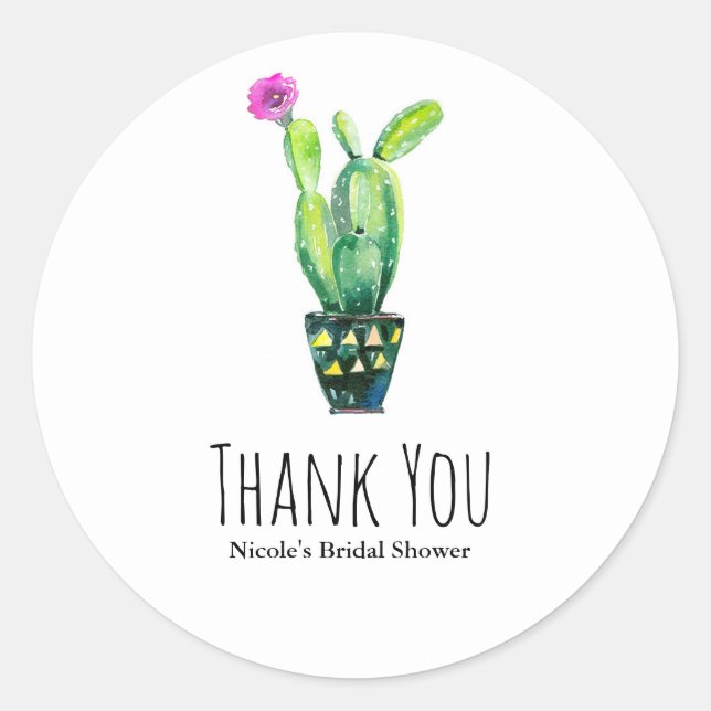 Sticker Rond Cactus Floral Rustique Mariage Sud-Ouest (Devant)