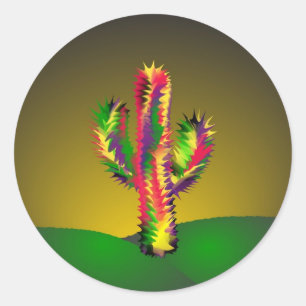 Sticker Rond Cactus lumineux