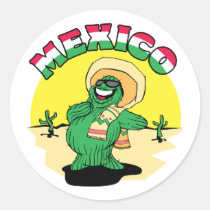 Sticker Rond Cactus mexicain