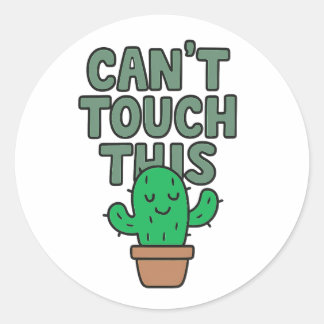 Sticker Rond Cactus Mignon “On Ne Peut Pas Toucher Ça”